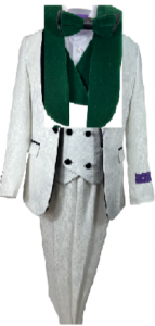 BOYS 5PC. SUIT (IVORY HUNTER GREEN) 2121233